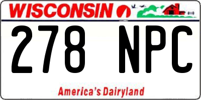 WI license plate 278NPC