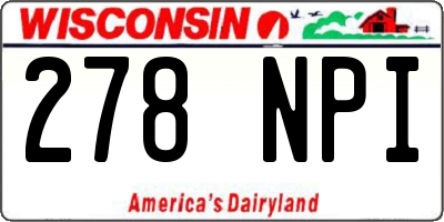 WI license plate 278NPI
