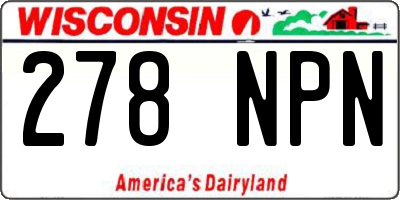 WI license plate 278NPN