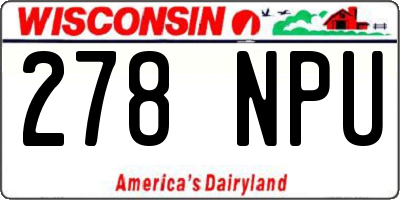 WI license plate 278NPU