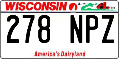 WI license plate 278NPZ