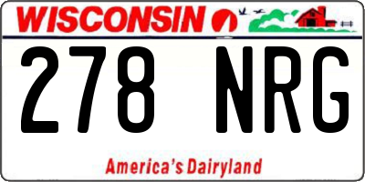 WI license plate 278NRG