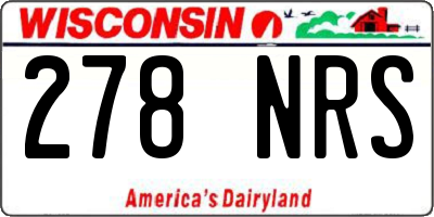 WI license plate 278NRS