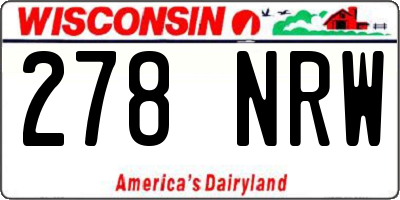 WI license plate 278NRW
