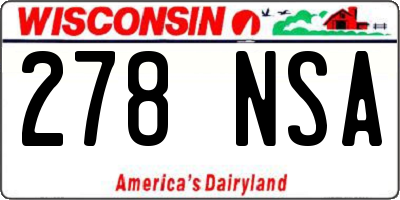 WI license plate 278NSA