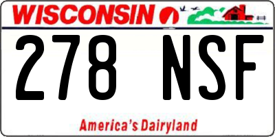 WI license plate 278NSF