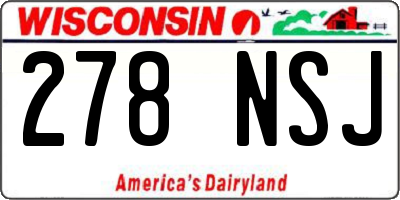WI license plate 278NSJ