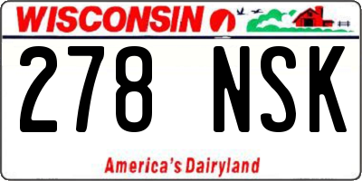 WI license plate 278NSK