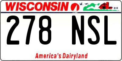 WI license plate 278NSL