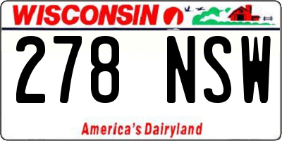 WI license plate 278NSW