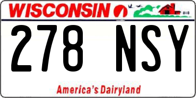 WI license plate 278NSY