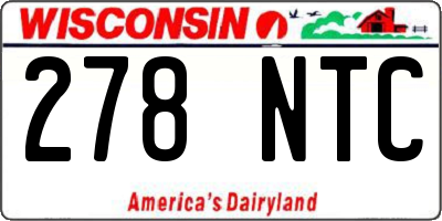 WI license plate 278NTC