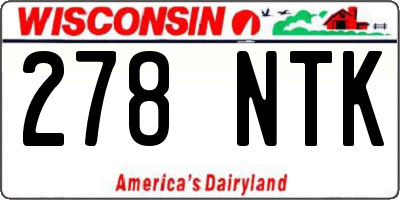 WI license plate 278NTK