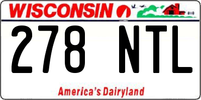 WI license plate 278NTL