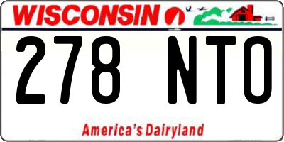 WI license plate 278NTO