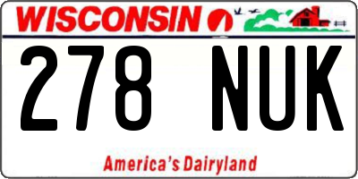 WI license plate 278NUK