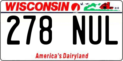 WI license plate 278NUL