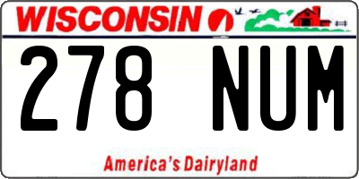 WI license plate 278NUM