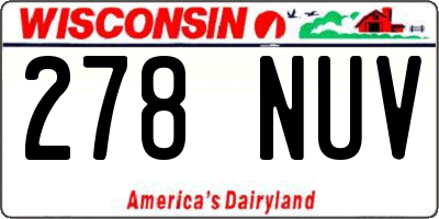 WI license plate 278NUV