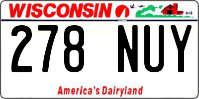 WI license plate 278NUY