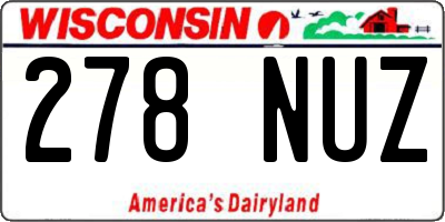 WI license plate 278NUZ