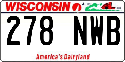 WI license plate 278NWB