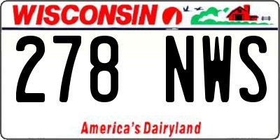 WI license plate 278NWS