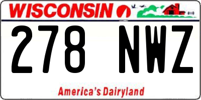 WI license plate 278NWZ