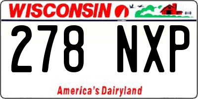WI license plate 278NXP