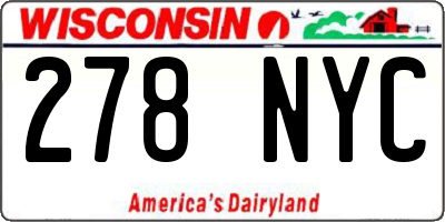 WI license plate 278NYC
