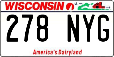 WI license plate 278NYG