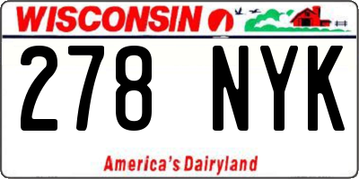 WI license plate 278NYK
