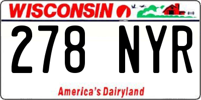 WI license plate 278NYR