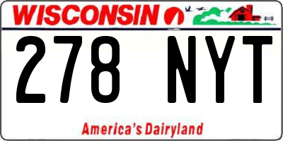 WI license plate 278NYT