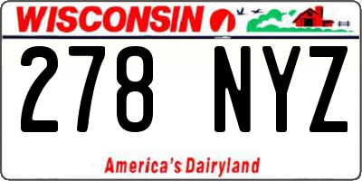 WI license plate 278NYZ