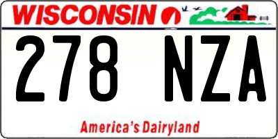 WI license plate 278NZA