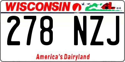 WI license plate 278NZJ