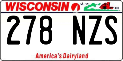 WI license plate 278NZS