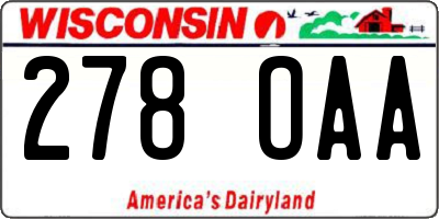 WI license plate 278OAA