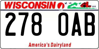 WI license plate 278OAB