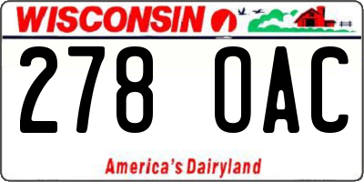 WI license plate 278OAC