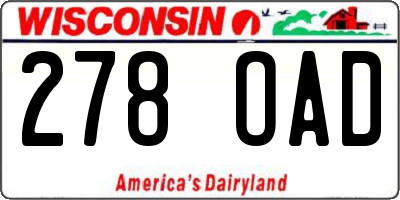 WI license plate 278OAD