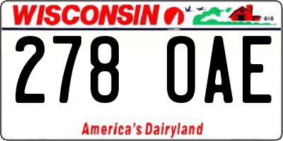 WI license plate 278OAE