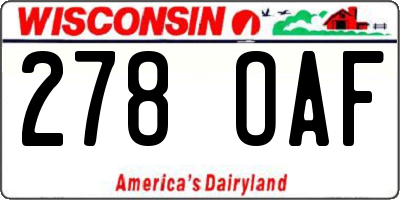 WI license plate 278OAF