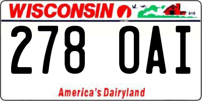 WI license plate 278OAI