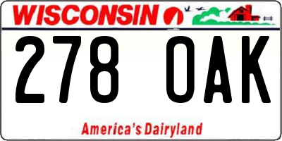 WI license plate 278OAK