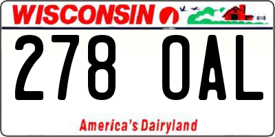 WI license plate 278OAL