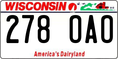 WI license plate 278OAO