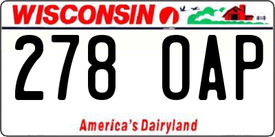 WI license plate 278OAP