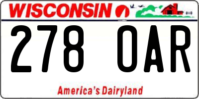 WI license plate 278OAR